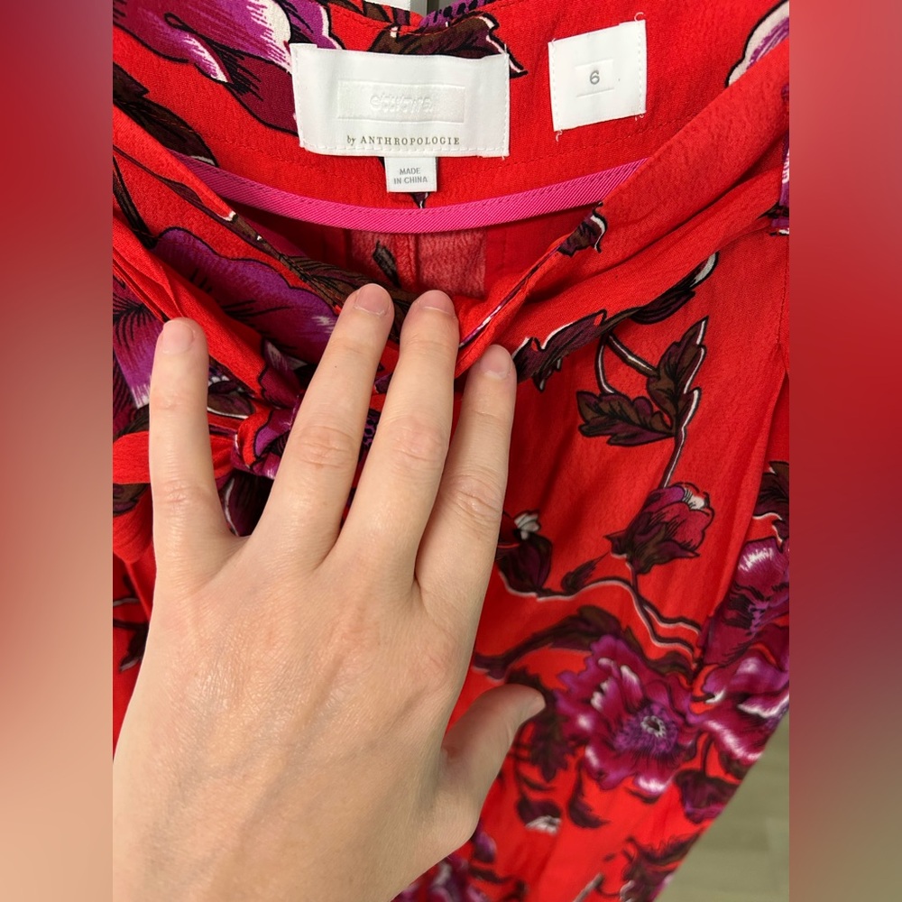 Anthropologie Wide-Leg Floral Pants Sz 6 - Picture 6 of 14